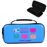 Etui pochette Switch LITE bleu personnalisee prenom kitty chat cat