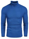 COOFANDY Pull Homme col roulé Le Pull col Montant Garde au Chaud Basic Fine Pull col roulé oton Chemise en Maille à Manches Longues Bleu M