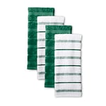 KitchenAid Albany Lot de 4 torchons de Cuisine, Vert Palmier Galets, Blanc, 40,6 x 66 cm