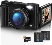 Digital Camera,4K UHD 48MP Autofocus Vlogging Camera for Youtube with Black