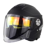 Massage-AED Casque De Motocross Adulte,Casque Moto Modulable Casque Jet Demi Casque pour Scooter Chopper Casque De Moto Double Visière Homme Et Femme Dot/ECE Homologué