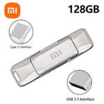 Xiaomi 2 en 1 USB Pen Drive 2 To 1 To 128 Go USB 3.1 TYPE-C Flash Drives OTG Mobile Téléphone Memory Stick Haute Vitesse USB Stick Cadeau - Type Silver 128GB