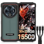 DOOGEE Fire 6 Power Rugged Smartphone, 120LM Dual Light Flashlight, 15500mAh/33W, Rugged Phone Android 14, 20GB+256GB, 50MP, 4G Unlocked Mobile Phone, Waterproof Phone with 3-in-1 Cable, 18W OTG/NFC