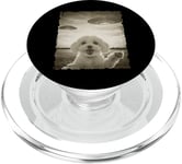 Caniche maltais selfie vieux téléphone photo drôle observation OVNI PopSockets PopGrip pour MagSafe