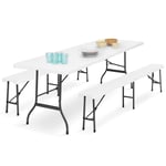 Table pliante d'appoint portable 180 CM et 2 bancs pliables pour camping ou réce