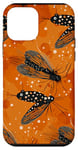 Coque pour iPhone 12 mini Orange Abstrait Polka Dots Fly Fishing Apparel with Black