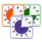 TIME TIMER Classroom Set - Minuterie 60 Min Cartes D'Activité Effaçables à Sec, Salle Classe, Centres d'apprentissage/l'horloge Bureau Secondaires, Lot 3 TT08B-SEC3-W 19x19x3 cm Violet/Orange/Vert