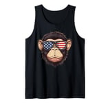 Monkey Sunglasses American Flag 4th Of July USA Tank Top