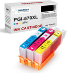 Lot De 5 Cartouches D'Encre Compatibles Pgi-570 Xl Cli-571 Xl Canon Pgi-570 Noir Cli-571 Cmy Pour Imprimantes Canon Pixma Mg5750 Mg5751 Mg5752 Mg5753 Mg6851 Mg6850 5Pk(Pbk+Kcmy) Multicolore