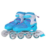 Endless EL1027 Rollers réglables en Ligne Large 39 EUR (UK 5,5) – 43 EUR (UK 9) pour 12 Ans et Above – Bleu, Blanc – Châssis en Aluminium et Roues PU 70 mm – All Wheels Flash, roulements ABEC 7