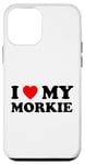 Coque pour iPhone 12 mini J'aime mon chien Morkie Heart, maman et papa