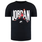 Nike Childrens Unisex Air Jordan Graphic Logo Short Sleeve CrewNeck Black Kids T-Shirt CZ3713 010 Cotton - Size 5-6Y