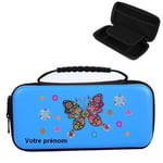 Etui pochette Switch LITE bleu personnalisee prenom papillon