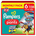 Pampers Paw Patrol Baby Dry Nappy Pants Size 6, 138 Pack