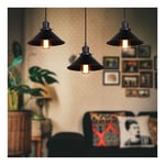 3 Luminaires Lustre Suspension Industriel Lampe de Suspension pour Chambre Bar Tout Noir Base Rectangulaire