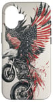 Coque pour iPhone 16 Fierce Eagle Roue Moto Biker Patriotisme