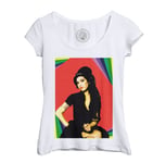 T-Shirt Femme Col Echancré Amy Winehouse Star Pop Blues Rock Star