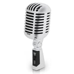 Pyle Classic Retro Dynamic Vocal Microphone - Old Vintage Style Unidirectional Cardioid Mic with XLR Cable - Universal Stand Compatible - Live Performance in Studio Recording Pro PDMICR42SL (Silver)