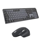 Logitech Combo-MX Mechanical Clavier sans Fil rétroéclairé de Taille Standard, Silencieux Tactile, et Souris Bluetooth MX Master 3S Performance, macOS, Windows, Linux, iOS, Android, FR AZERTY - Gris