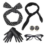 100 % New-rockabilly Accessoarer Dam 50-tal Klänningar Dam Accessoarer med Chiffong Scarf Black Style1