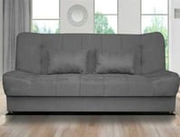 Amazing Sofas NEW LARGE CLICK CLACK SOFA BED FABRIC WITH STORAGE 3 SEATER DOUBLE BED WERSALKA (Dark Grey)