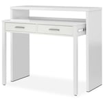 Pegane - Bureau console extensible coloris blanc Artik - 87 x 98 x 36 cm