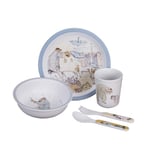 PETIT JOUR - Coffret Cadeau 5 Pièces Pour Enfant 6Mois+ - Mélamine - Sans BPA - Assiette 18cm, Timbale 160ml, Bol 250ml, Set De 2 Couverts 14cm - Lavable Au Lave-Vaisselle - ERNEST ET CÉLESTINE BLEU