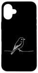 Coque pour iPhone 16 Plus Line Art Oiseau et ornithologue Moucherolle aulne