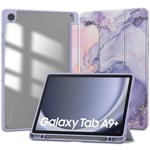 Samsung Galaxy Tab A9+ (Plus) Tech-Protect SC Hybrid Tri-fold Deksel - Violet Marble / Gjennomsiktig