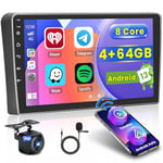 [8 Core 4+64GB] Android 13 Autoradio pour Audi A3 2008-2012 Radio, Carplay Android Auto sans Fil, Écran Tactile 9" Poste Radio Voiture, Bluetooth GPS Navi WiFi FM RDS SWC USB+Caméra de Recul