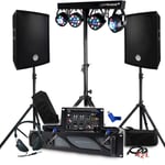 Pack Sono BM SONIC Ampli 1000W, Paire d'Enceintes Passives 2x300W,Table de Mixage,Portique 4 Lumières Xperformer,Pieds+Clé 32G