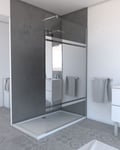 Paroi de Douche avec Bande Miroir 120x200cm - Verre 8mm - Profilé Chrome - FREEDOM 2 MIRROR