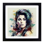 Amy Winehouse Digital Art Framed Wall Art Print, Ready to Hang Picture for Living Room Bedroom Home Office, Black 18 x 18 Inch (45 x 45 cm)