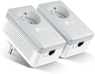 TP-Link CPL AV500 (600 Mbps Debit), 1 Port Fast Ethernet, Prise Integrated French Version, Pack of 2 CPL (TL-PA4015P KIT) White