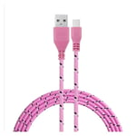 Cable Tressé pour HUAWEI P smart+ 3m Universel Chargeur Connecteur Micro USB Tissé Nylon - ROSE