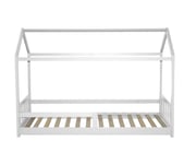 Lit cabane 90x190 cm HUTTY blanc avec sommier inclus