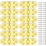 Lot de 12 charnières pliantes en alliage de zinc à 180 degrés - Charnières à bord rond - Charnières de meubles pour table, armoire(doré)