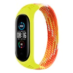 Bracelet Compatible pour Xiaomi Mi Band 7 6 5 4 3, Nylon Braided Stretch Solo Loop Bracelets Montre, Sport Remplacement Sangle avec Xiaomi Band Miband 7 5 6 4 3, orange coloré, XL