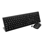 V7 CKW200DE Ensemble Clavier et Souris Sans Fil Disposition Allemand (DE, Sans fil, Media-Hot-Keys, USB Nano-récepteur), Noir