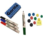 Rybond Kit Tableau Blanc magnétique – Comprend Une Gomme magnétique effaçable à Sec (Couleur aléatoire), 10 aimants magnétiques puissants, 4 marqueurs effaçables à Sec en Noir, Rouge, Bleu et Vert.