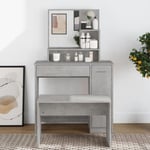 Bonnevie - Coiffeuse avec miroir Table console - Meuble de chambre Gris béton 86,5x35x136 cm BV259328