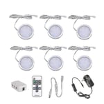 3/4/6/8/10 st Dimbara LED-under-skåpsbelysningar 12V Slim Aluminium Dimbara Puck Lights Kit för garderob Bokhylla Garderob Light (Storlek, färg: 6st-wa