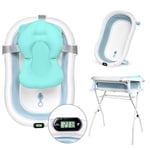 moovkee. Baignoire bebe avec support 80cm - baignoire pliable bébé transat de bain pour bebe avec thermomètre et coussin de bain - bain sécurisé et confortable pour nouveau-né sur pied