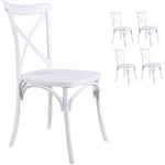 Kosmi - Lot de 4 Chaises blanches style bistrot emplilable en plastique polypropylene - Blanc