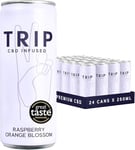 TRIP CBD Drink, Sparkling Raspberry Orange Blossom, 25mg CBD, Fizzy Drink, Low Calorie, Vegan, Stress & Anxiety Relief (Pack of 24 x 250ml)