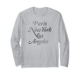 Trendy Paris New York Los Angeles Text Stack Manche Longue