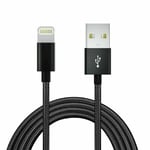 Câble De Charge Pour Iphone-Câble De Charge Rapide Tressé-Compatible Avec Iphone 11/Pro/Xs Max/X/8/7/Plus/6s/6/Se/5s, Ipad Et Plus Encore-Noir