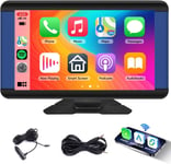 sans Fil Carplay et Android Auto,7 Pouces Touchscreen Portable Autoradio avec Airplay/Android Lien Miroir/Double Bluetooth/FM Sender/Commande Vocale/GPS/Siri/AUX in/USB/TF pour Voiture 7-32V(Q1498)