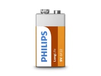 Philips Longlife Batteri 6F22l1f/10, Laddningsbart Batteri, 9V, Zink-Kol, 9 V, 3 År, Multifärg