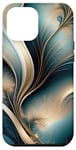 Coque pour iPhone 12 Pro Max Golden Breeze – Motif abstrait bleu sarcelle et doré